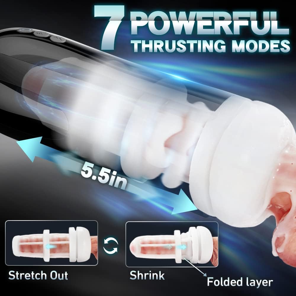 Tasse de masturbateur masculin automatique avec 7 modes de poussée et 7 modes de vibration