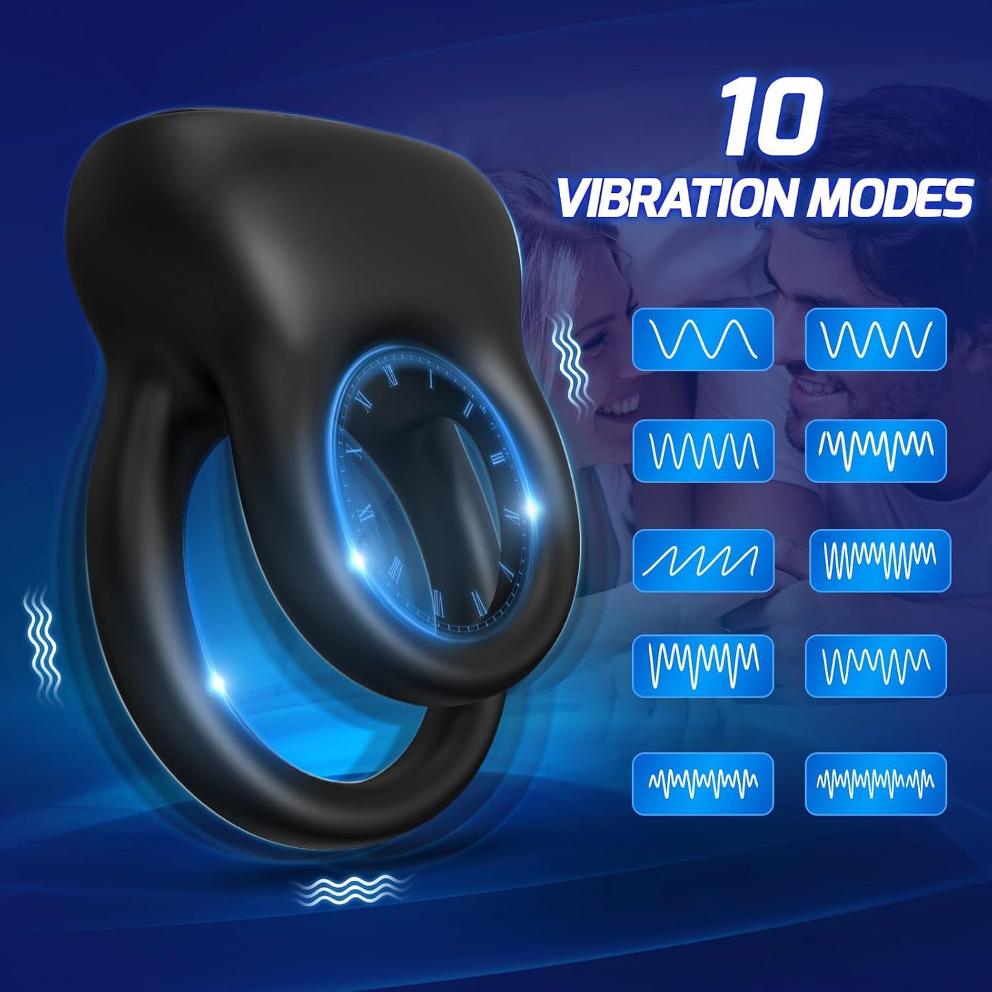 Detachable Double Penis Ring Trainer 10 Powerful Vibration Modes