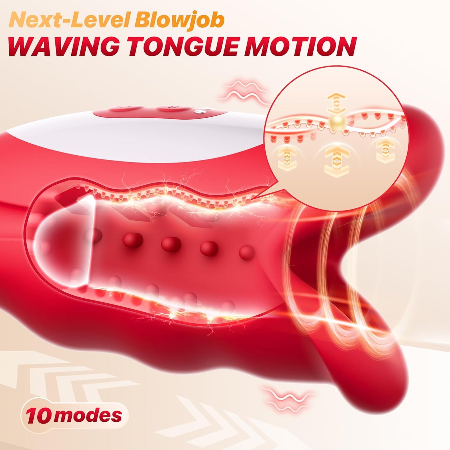 360° Blowjob Stroker Vibrator Penis Trainer Maturbator with 10 Waving & Vibrating Modes