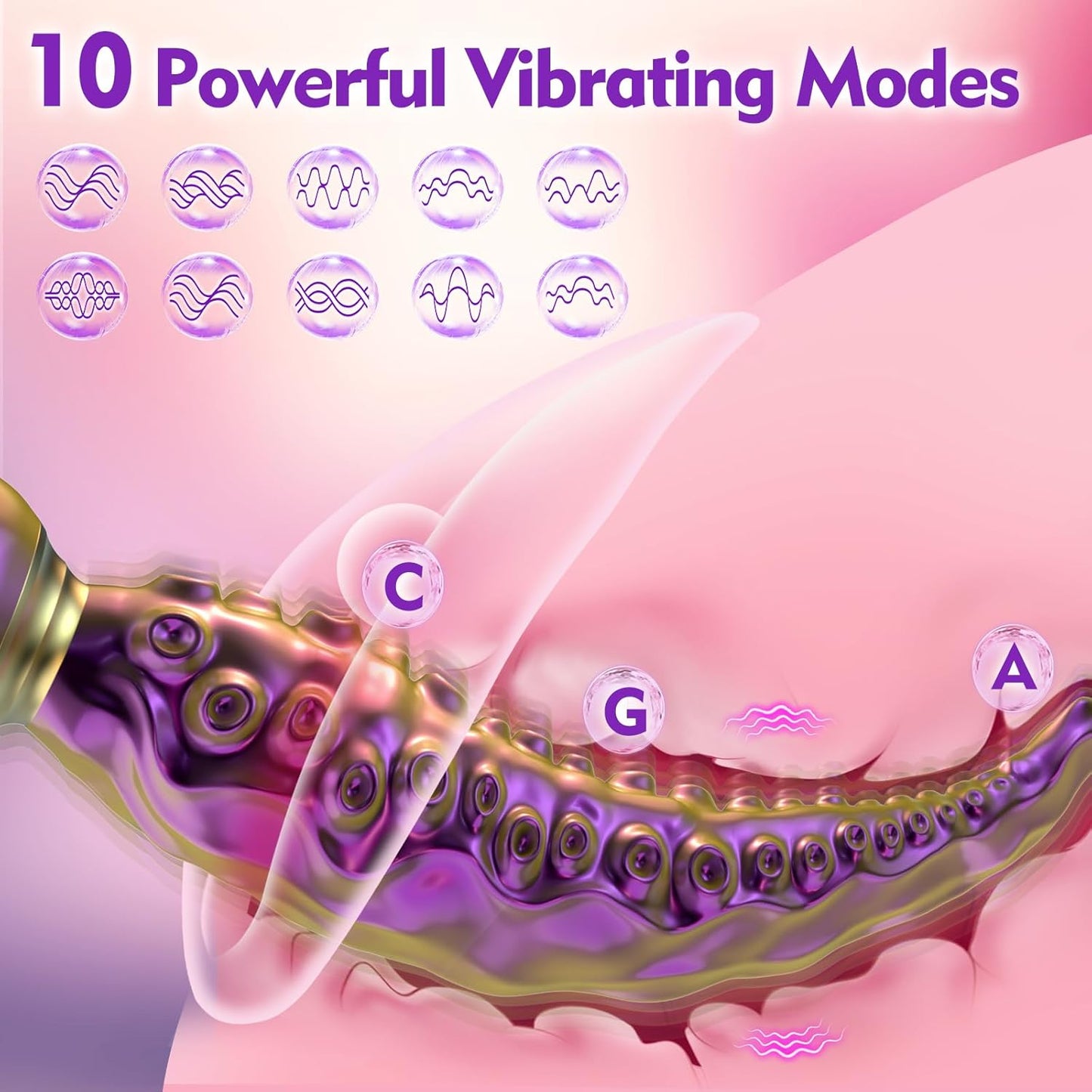 Realistic Tentacle Monster Dildo Anal Vibrator with 10 Vibrating Modes
