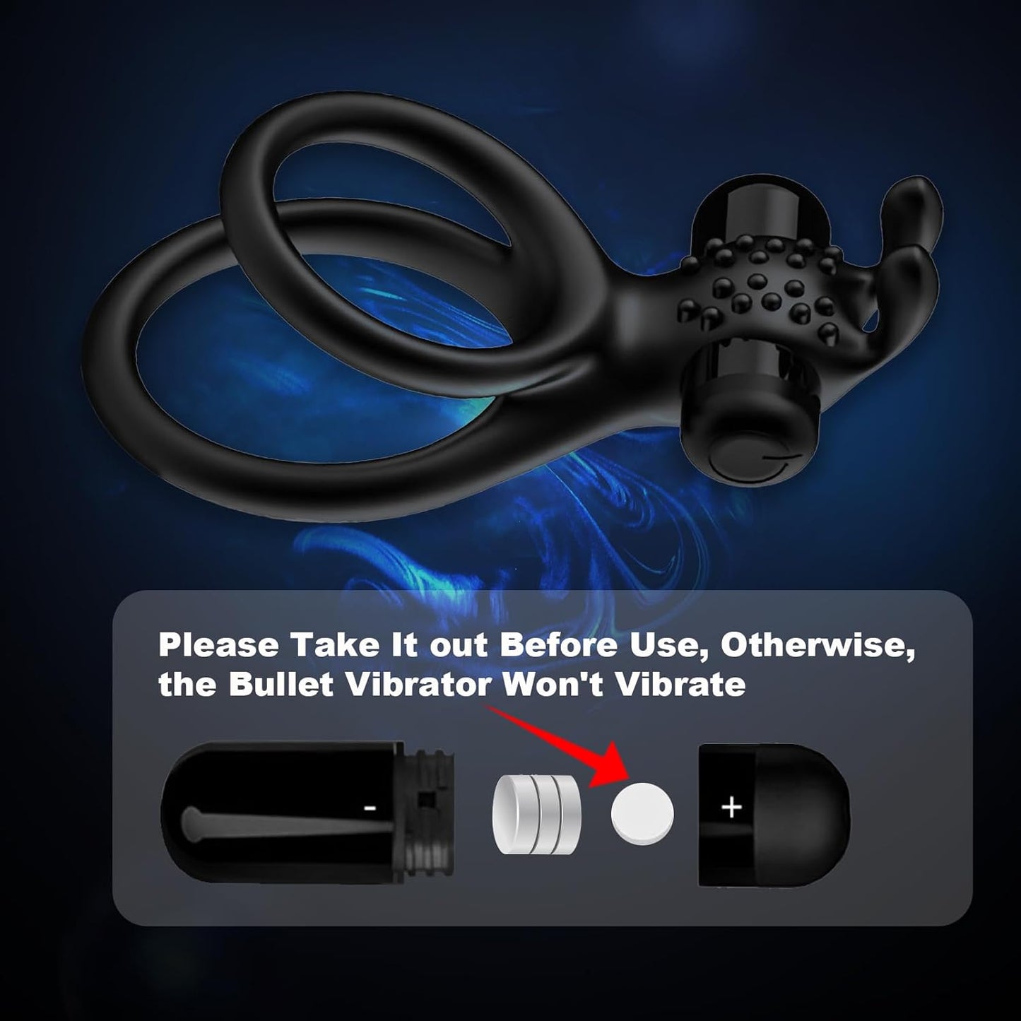 Dual Vibrating Cock Penis Ring Vibrators with Rabbit Ears