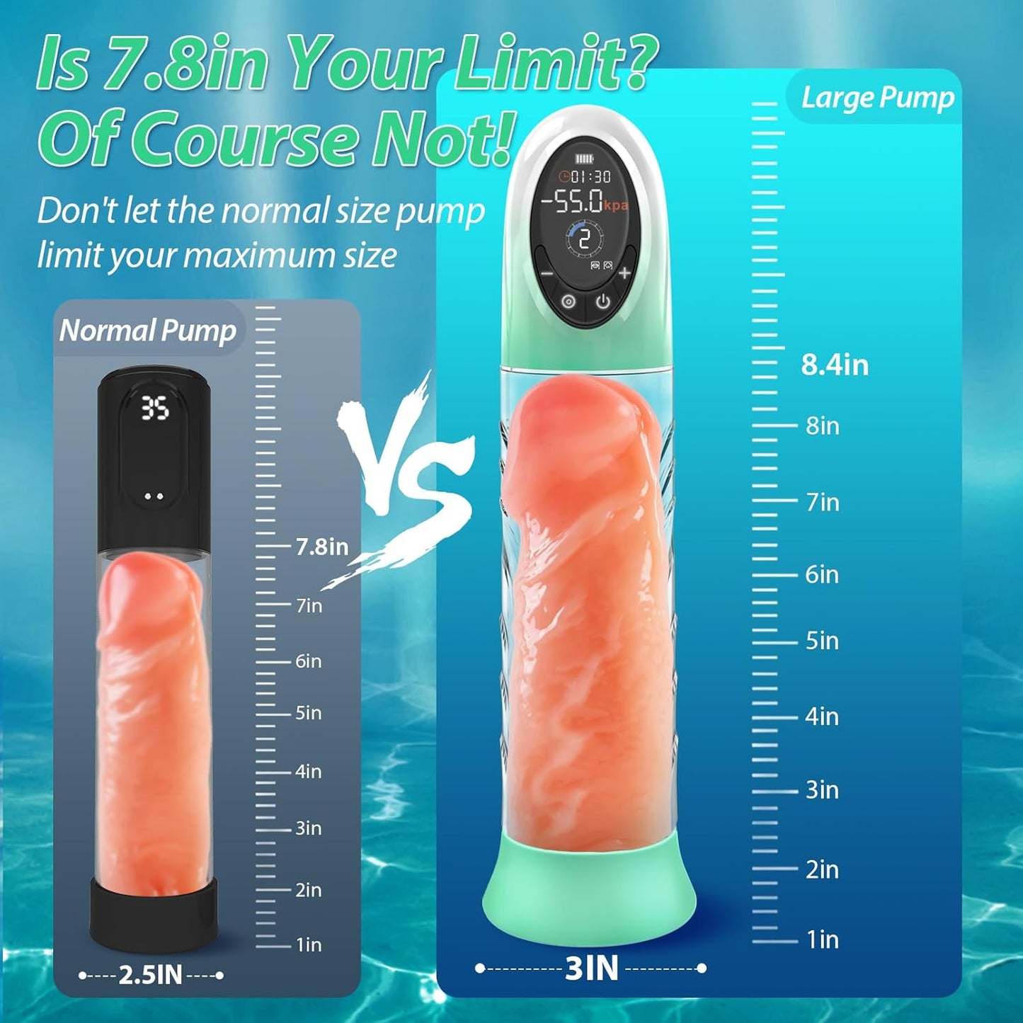 4 Pressure Levels 9 Suction Modes LCD Display Electric Vacuum Penis Pump Masturbator