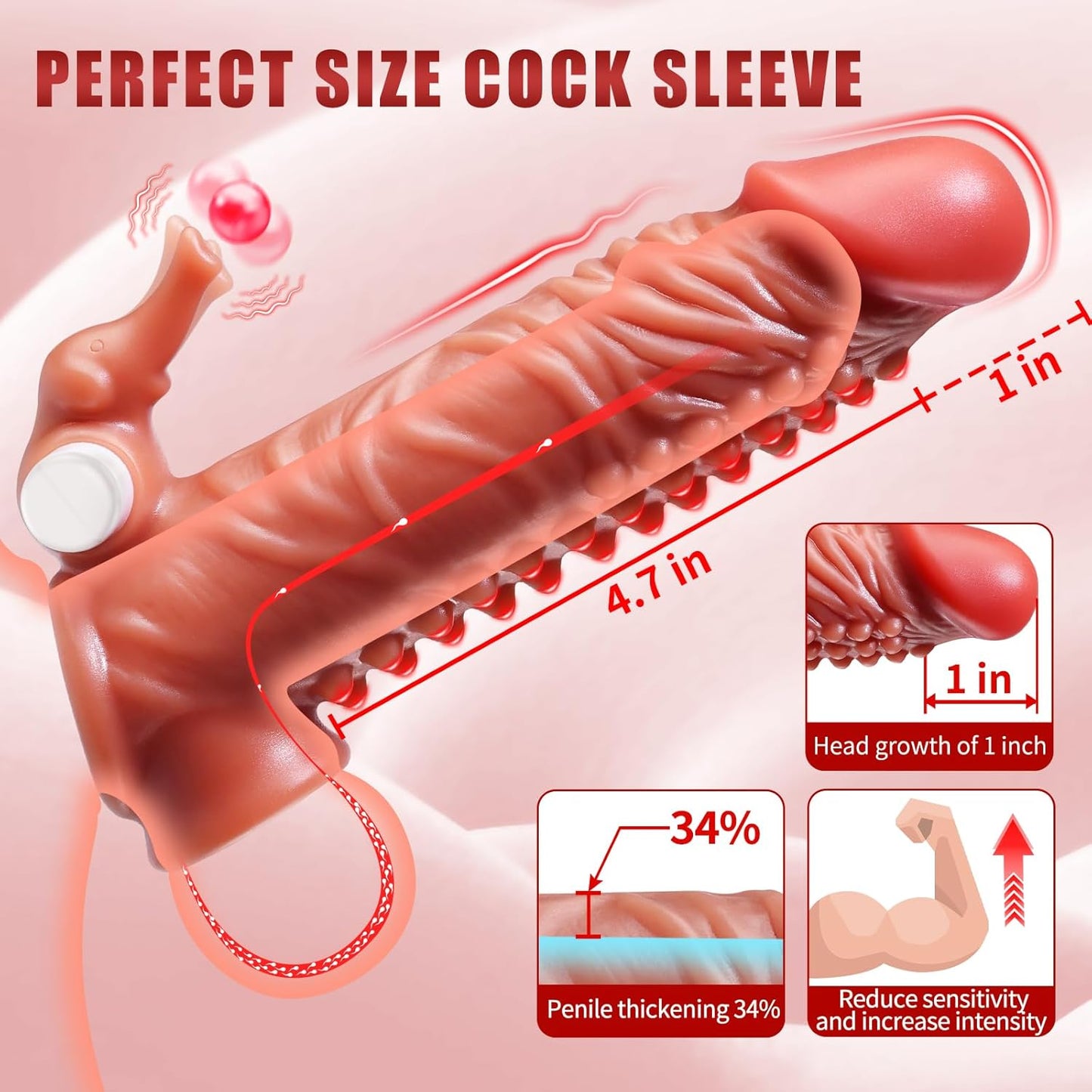 5 IN 1 Elephant Trunk Penis Sleeve Cock Sleeve with 10 Vibrating & Licking Modes