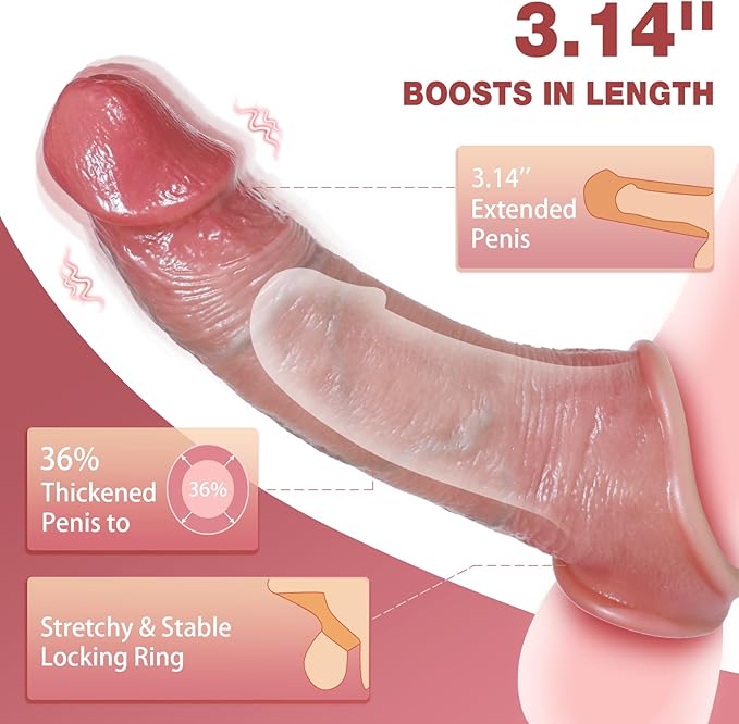 Penis Sleeve Extender Cock Ring with 10 Vibration Modes