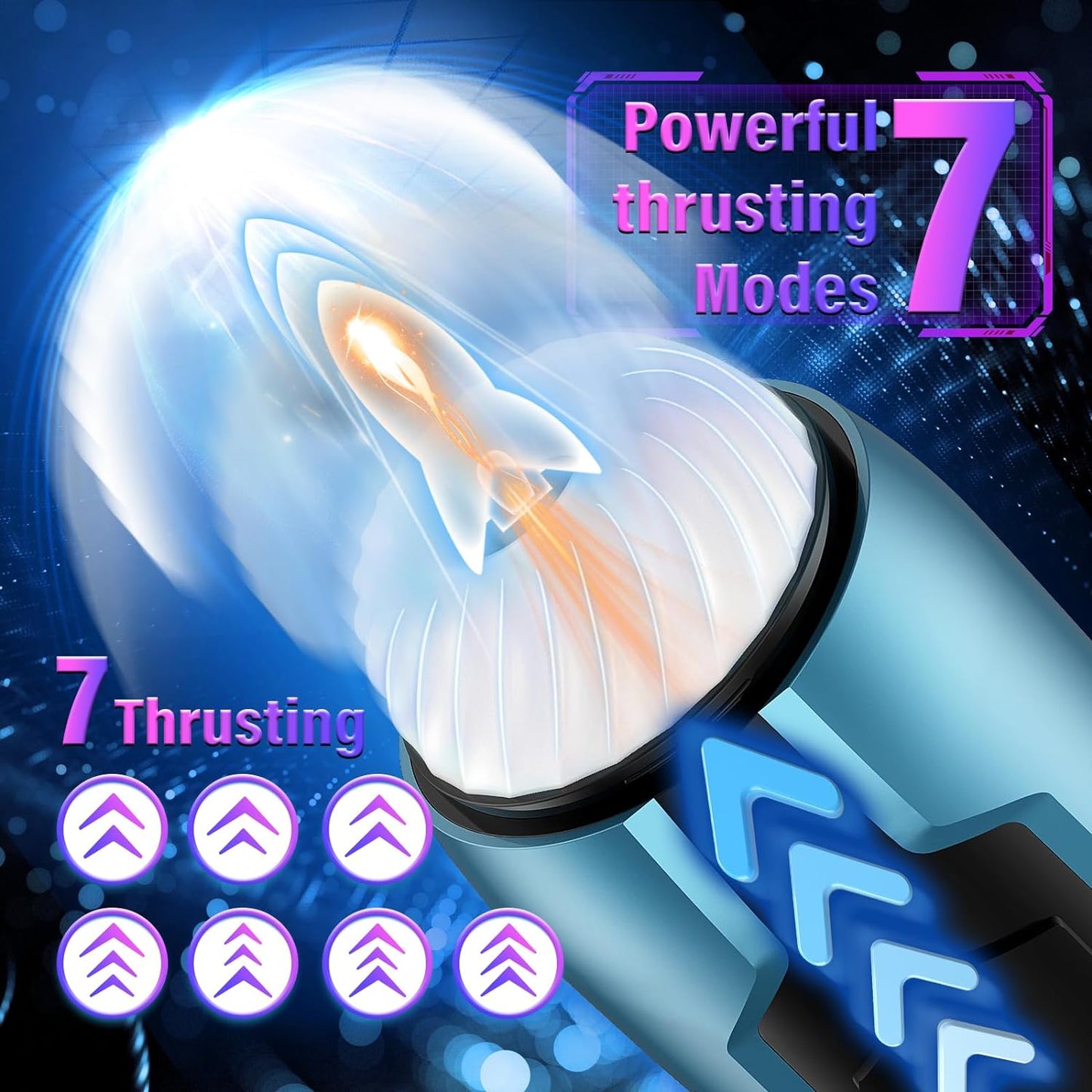 Coupe de masturbation automatique avec 7 modes de poussée de foudre et de viration