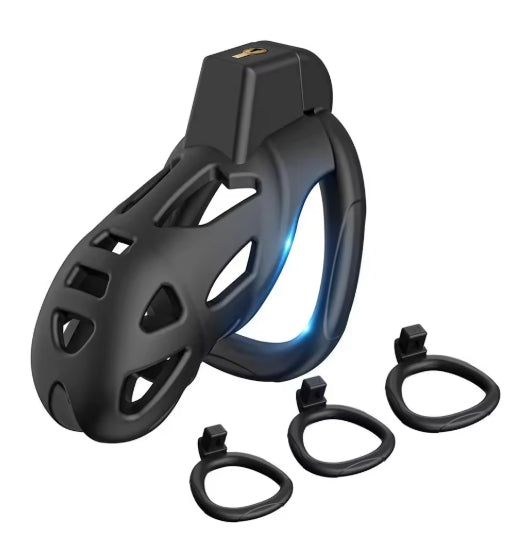 Chastity Cage Device Penis Exerciser with 3 Sizes Rings and Invisible Lock