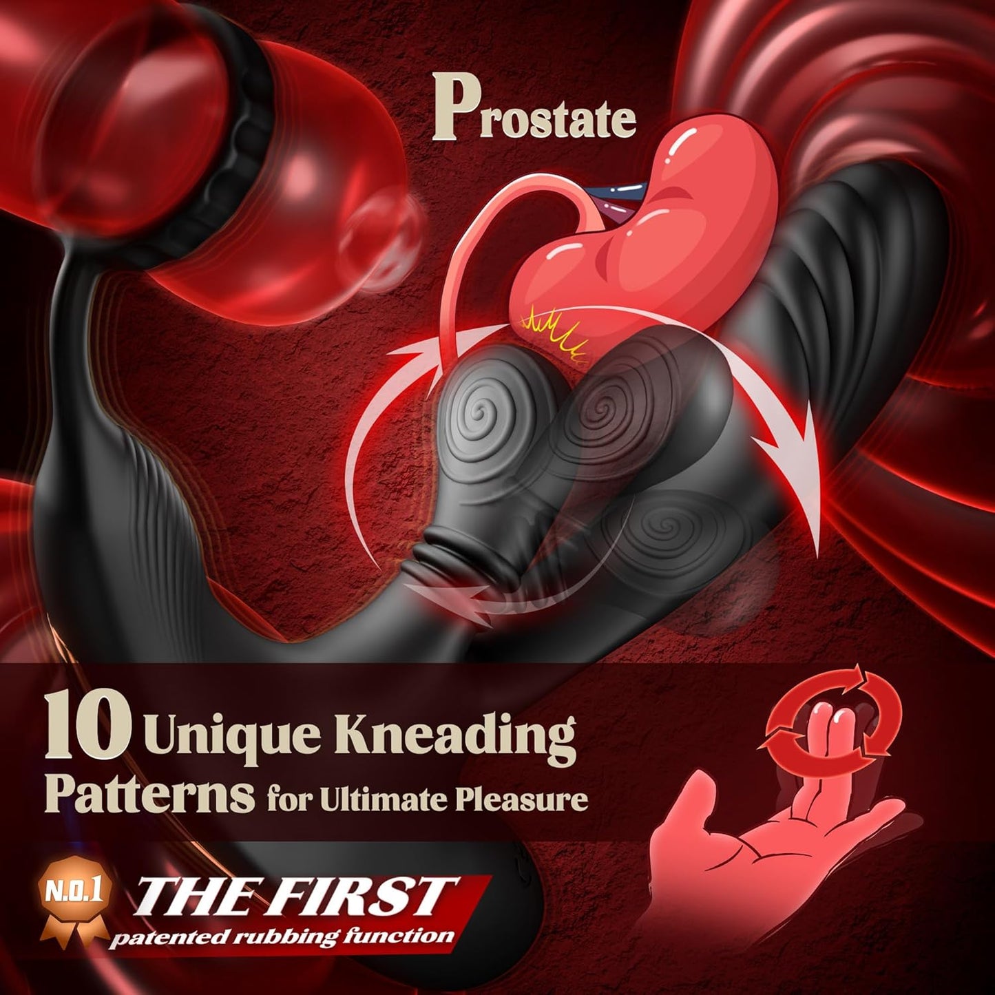 Anal Vibrator Prostate Massager Cock Ring with 10 Kneading Modes & 10 Vibrating Modes