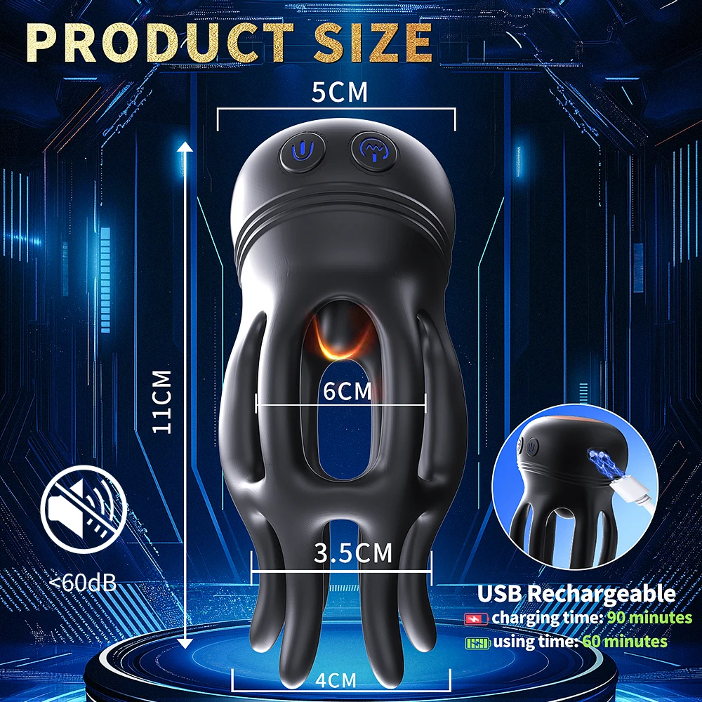 Glans Trainer Vibrator Penis Trainer Massage with 10 Vibration & Rotation Modes