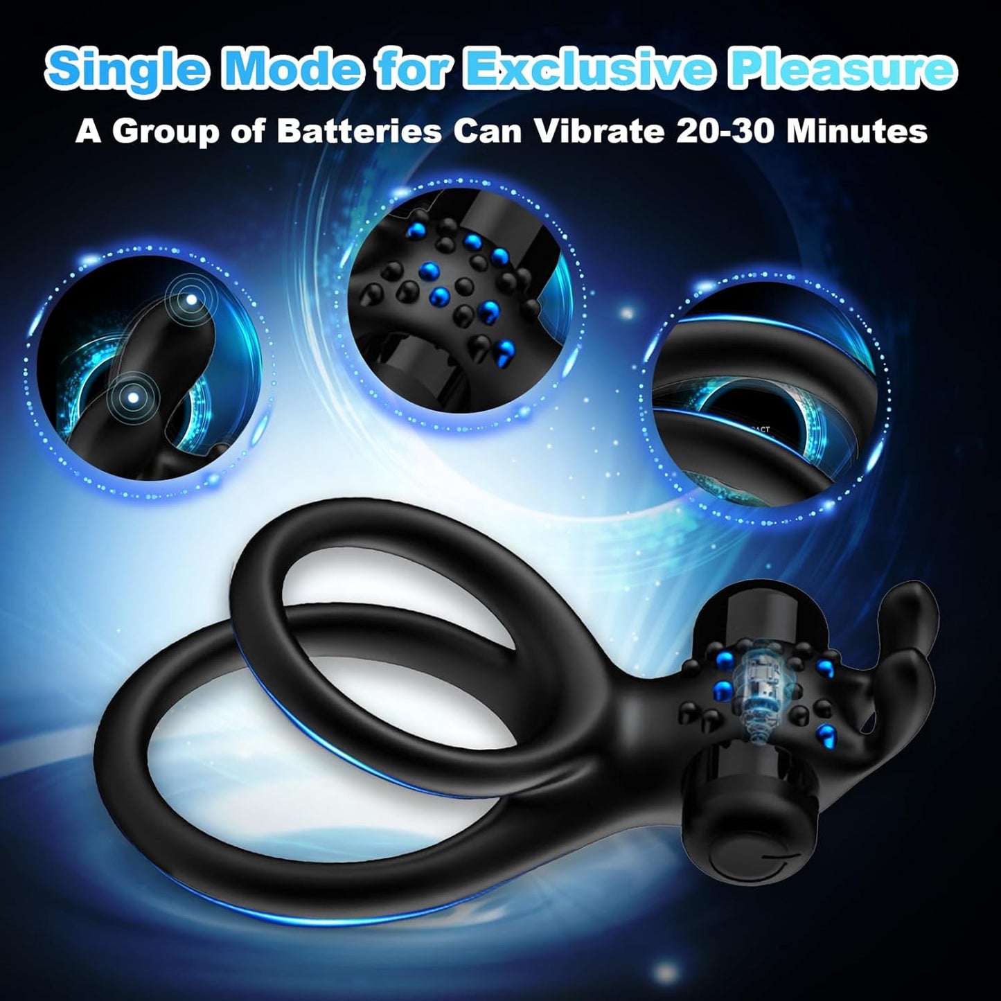 Dual Vibrating Cock Penis Ring Vibrators with Rabbit Ears
