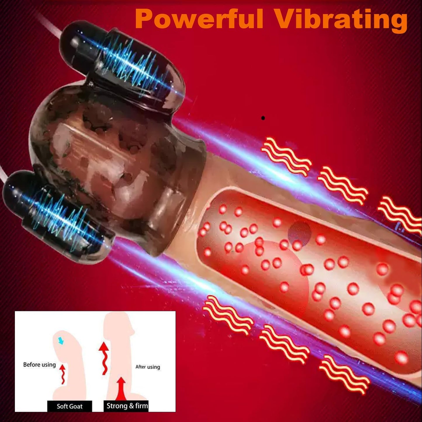 3D Particle Stimulation Penis Vibrator Extender Glans Trainer
