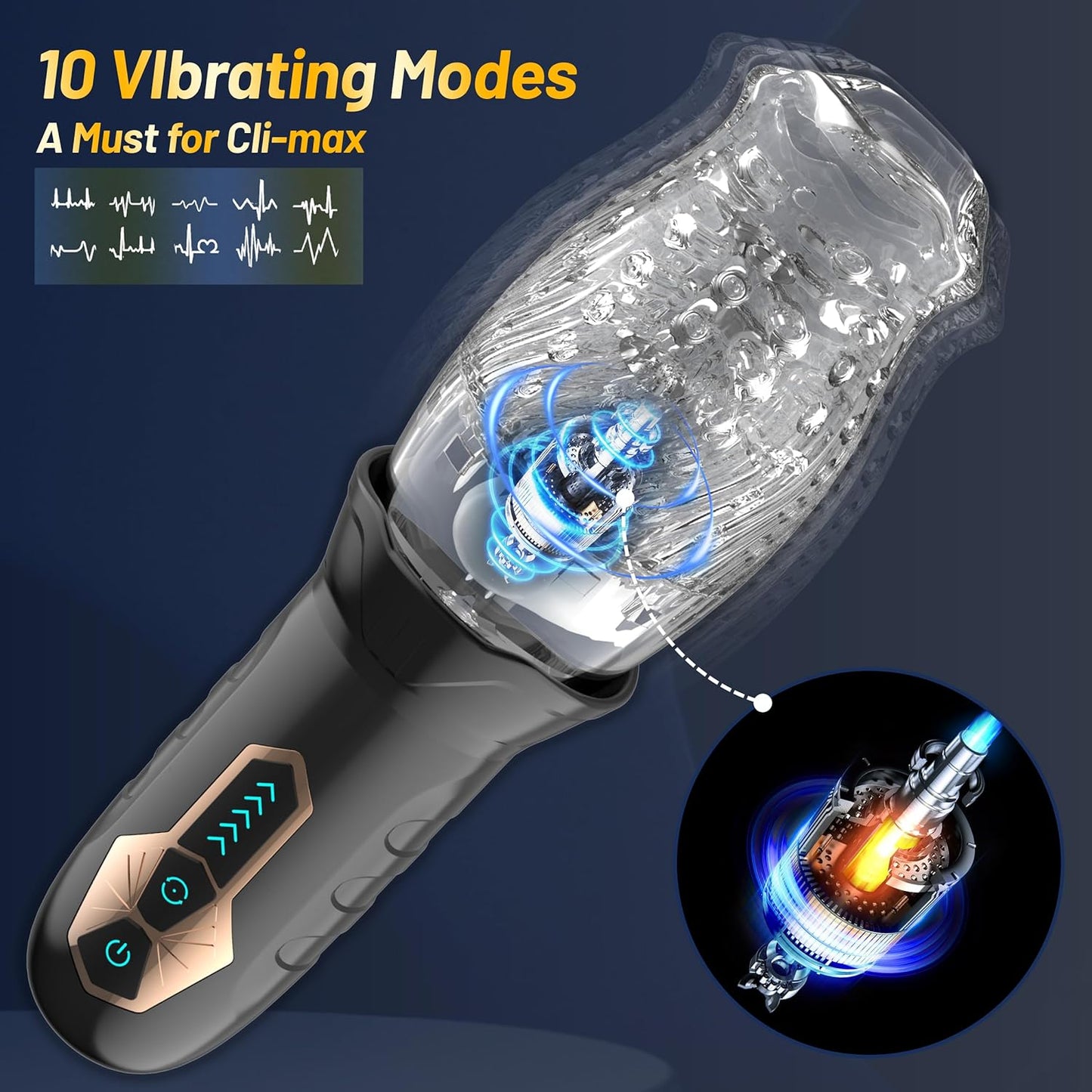 Masturbateur automatique avec 5 modes de rotation intelligents et 10 modes de vibration