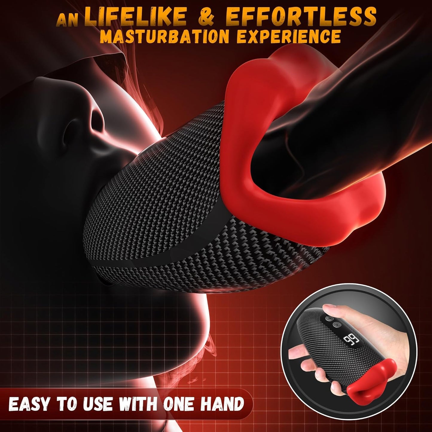 360° Wrapped Deep Throat Automatic Masturbator Stroker with 9 Tapping & Vibrating