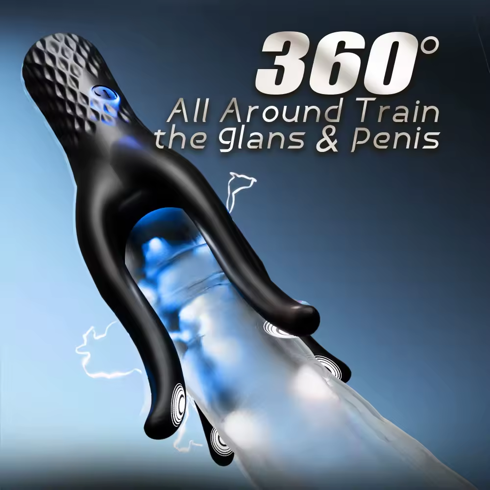 360° All Around Penis Vibrator Glans Trainer Masturbator with 10 Vibration Modes