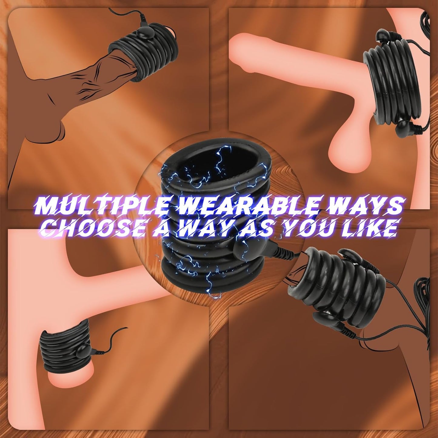 E-stim Testicle Crusher Penis Ring Chastity Ball Restraint with 4 Electric Shock Modes