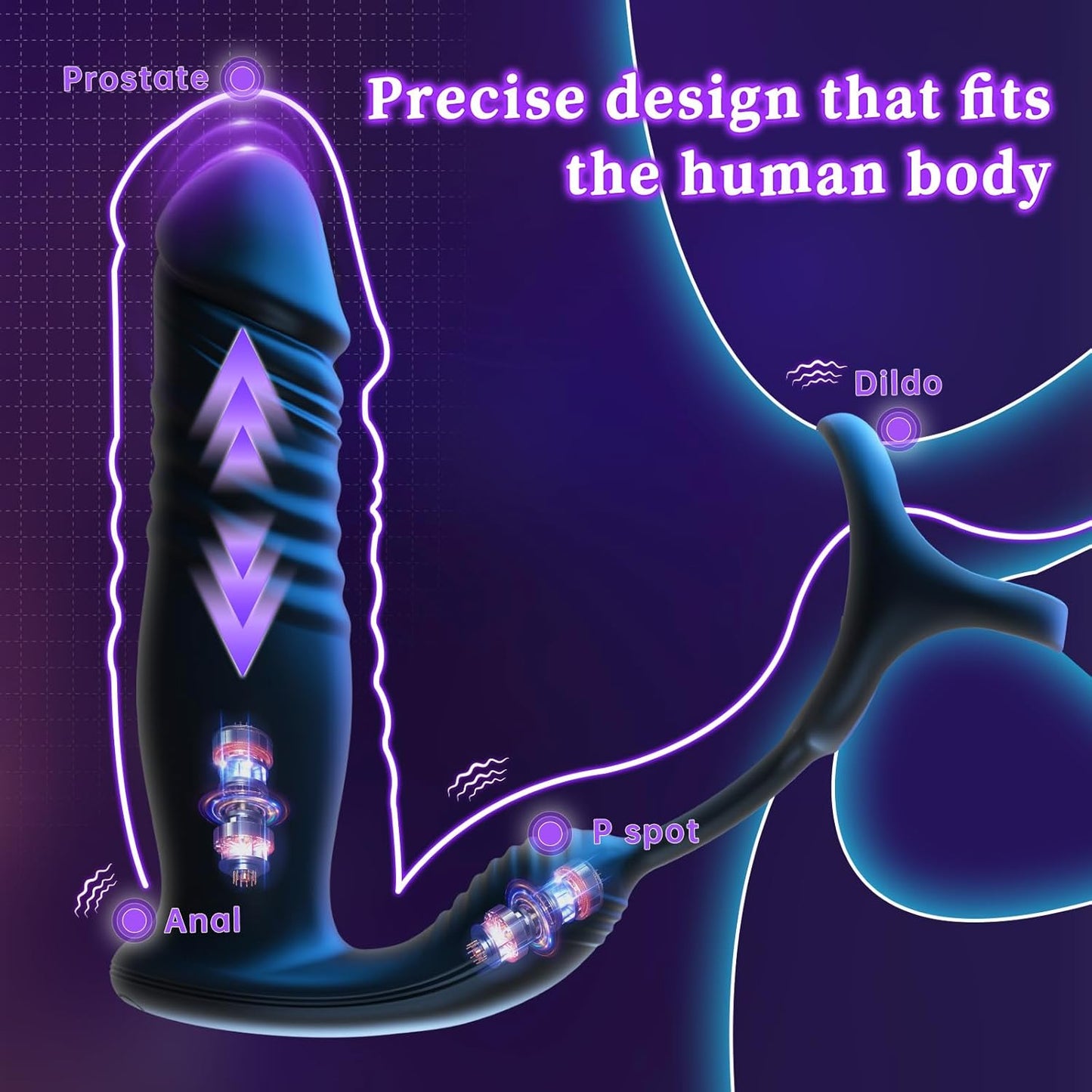 3 in 1 APP Thrusting Anal Stimulator Prostate Massager with 6 * 6 * 6 Modes