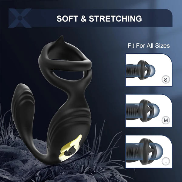 4 IN 1 Cock Ring Anal Vibrator Prostate Massager with 7 Vibrations Modes