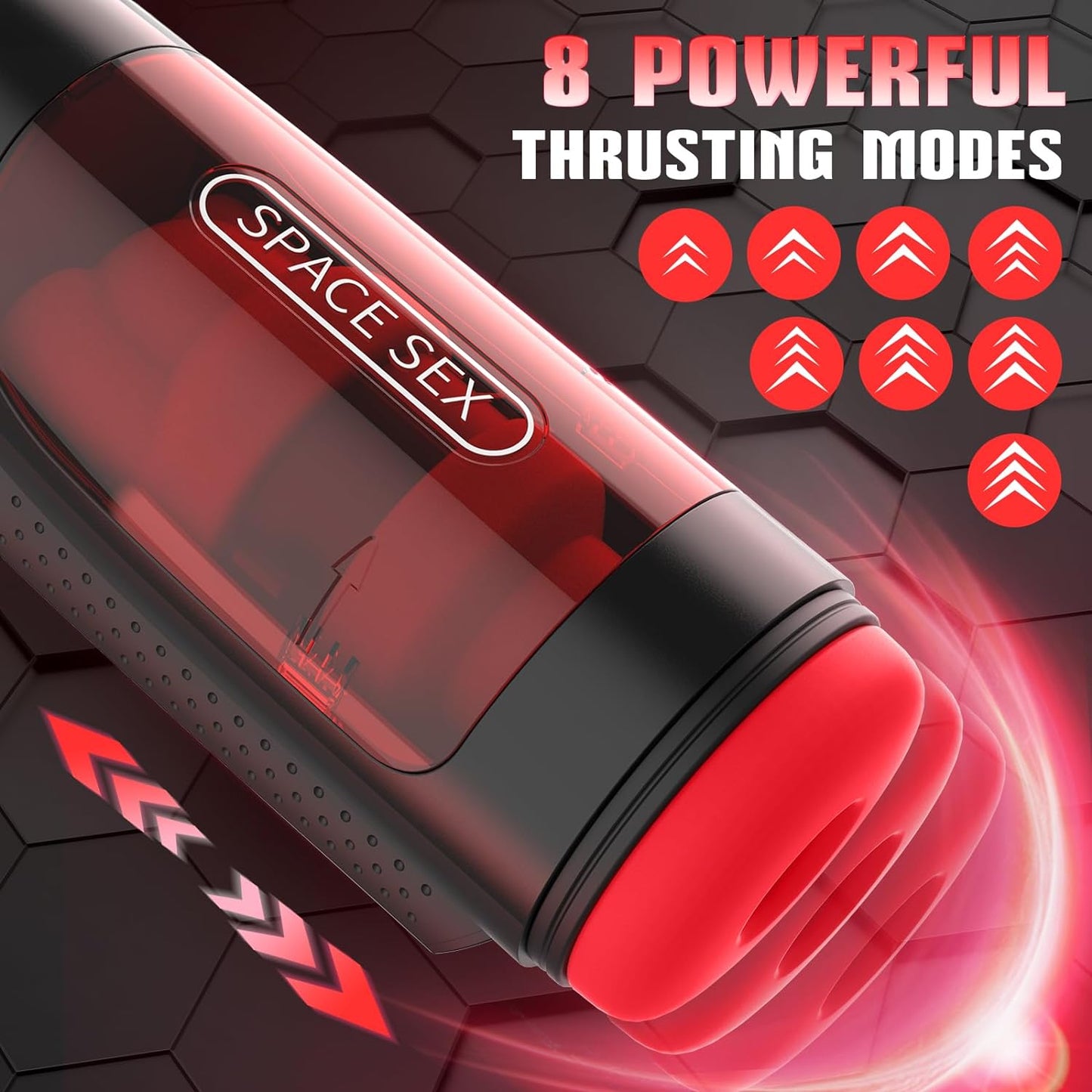 Masturbateur masculin automatique à écran LCD avec 10 vibrations et 8 poussées