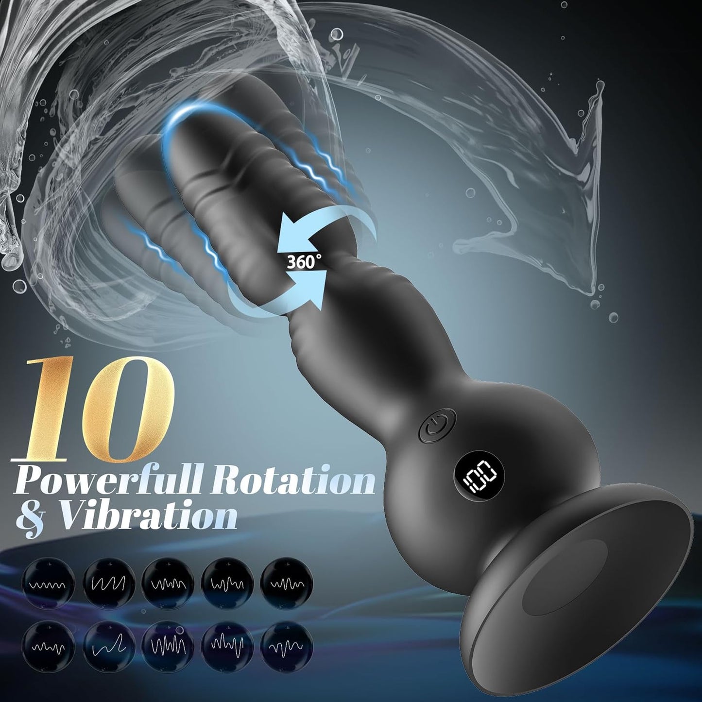 360°Rotation Anal Vibrators Prostate Massager with 10 Rotating & Vibrating Modes