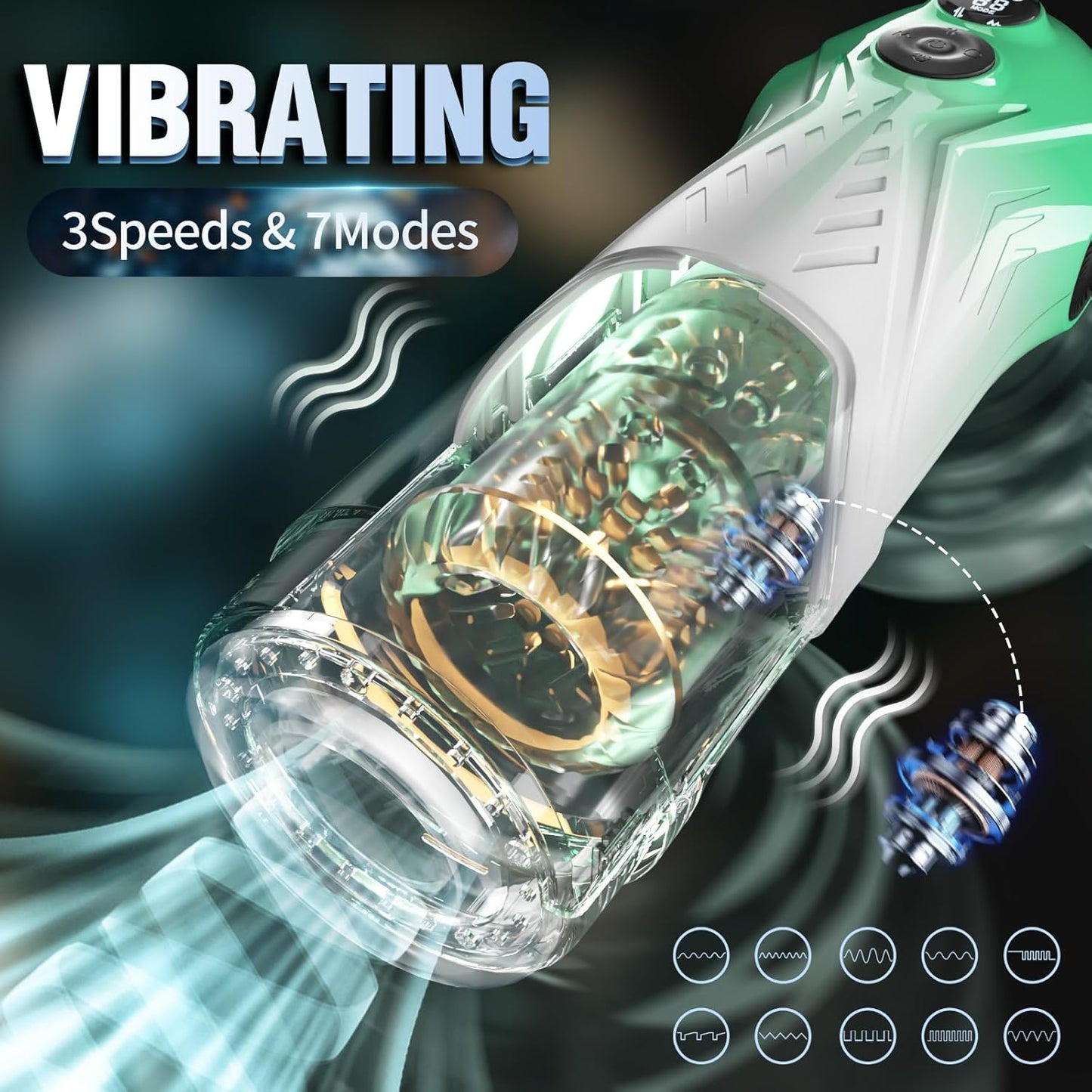 LCD Display Automatic Masturbator Stroker Blowjob with 7 Thrusting & 7 Rotation Modes