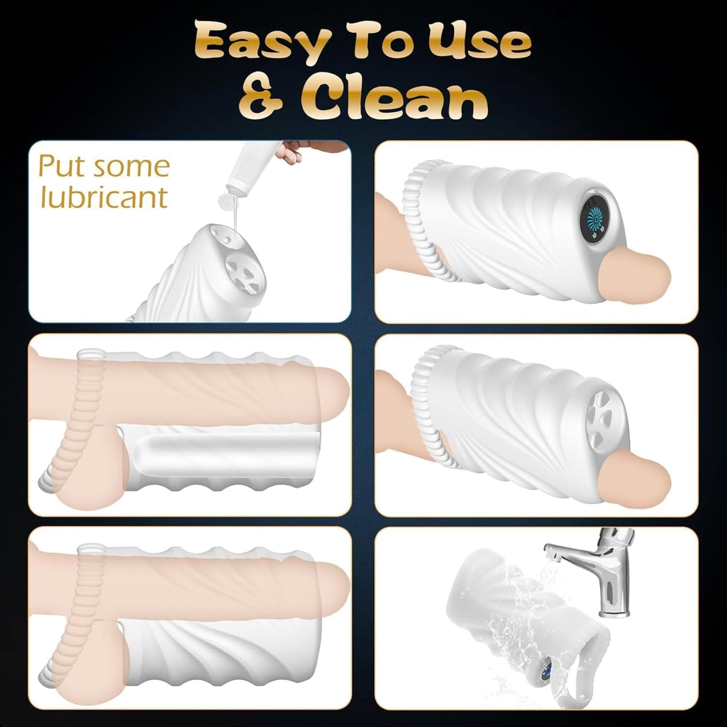 2 Tunnel Holes Penis Trainer Masturbator with 10 Vibration Modes