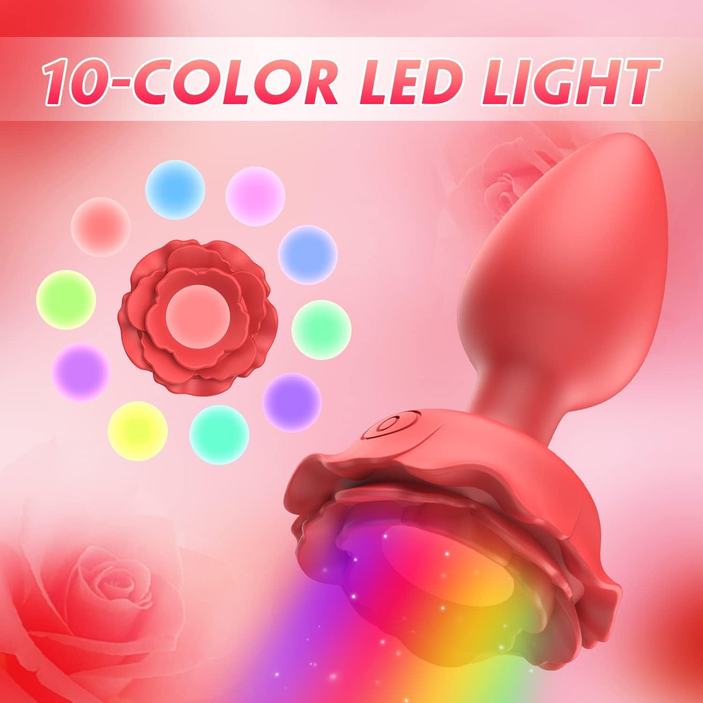 10 modèles de vibration Plug Anal Rose Vibrateur