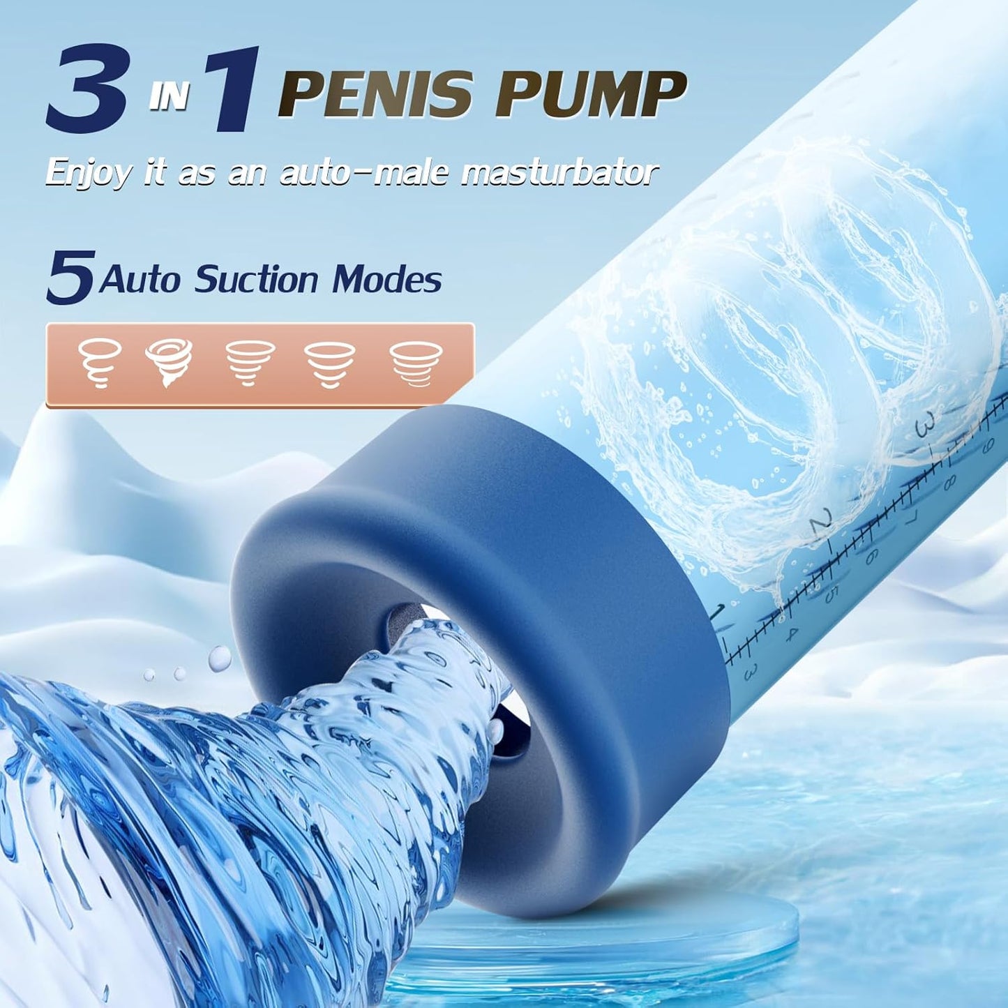 3 in 1 Electric Penis Pump Air Water Extender with 5 Training Pressure and 5 Suction Modes