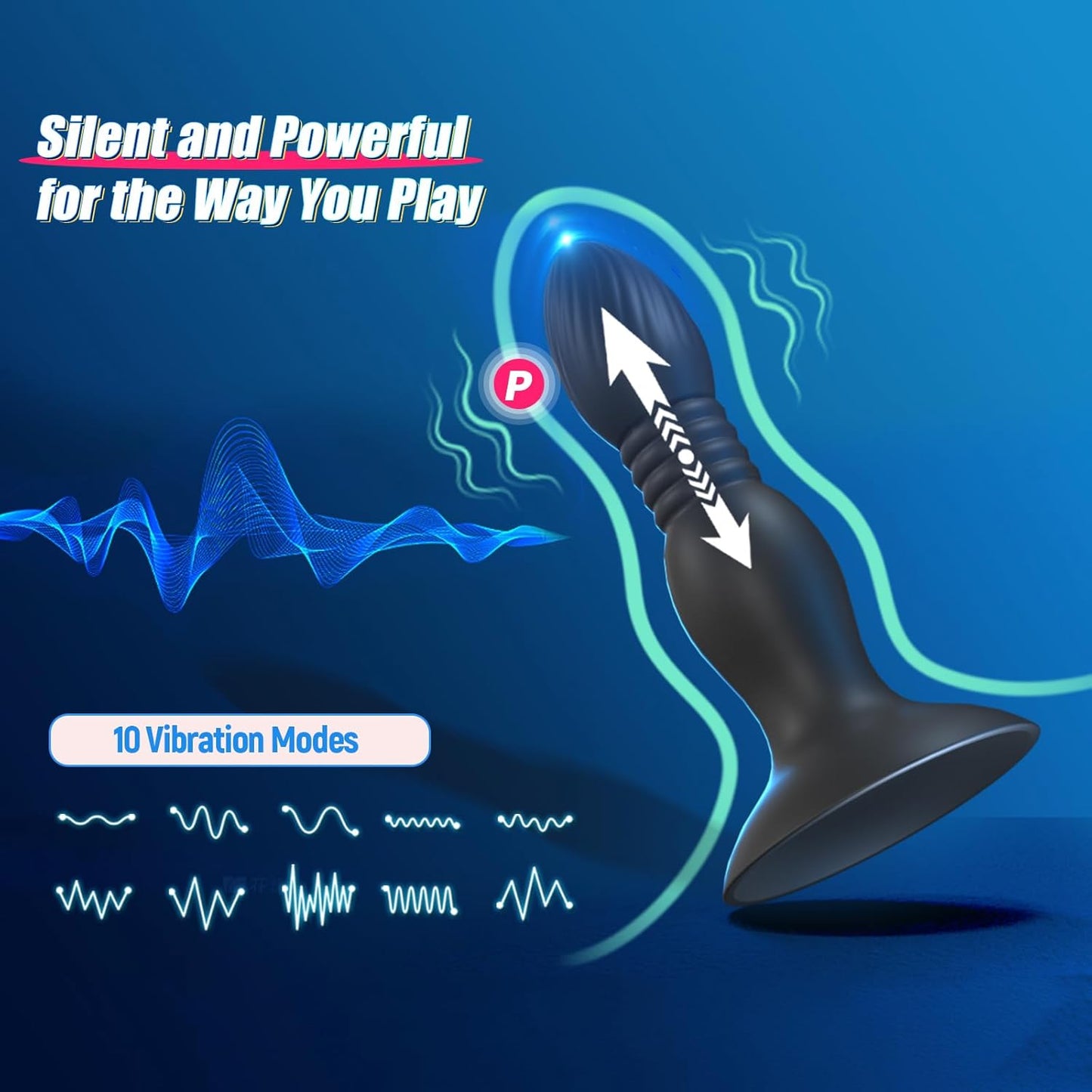 Thrusting Vibrating Anal Plug Prostate Massager Butt Plug with 10 Powerful Modes