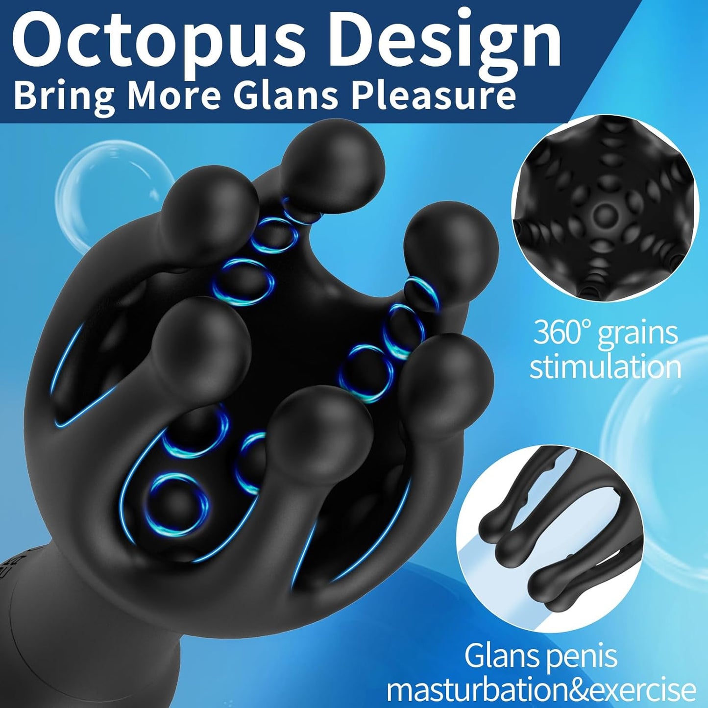Massage du pénis avec stimulation des grains à 360 ° avec 10 modes de vibration