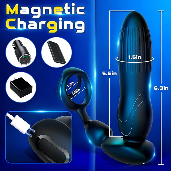 Anal Vibrator Prostate Massager Butt Plug with 3 Thrusting Expanding & 9 Vibration Modes
