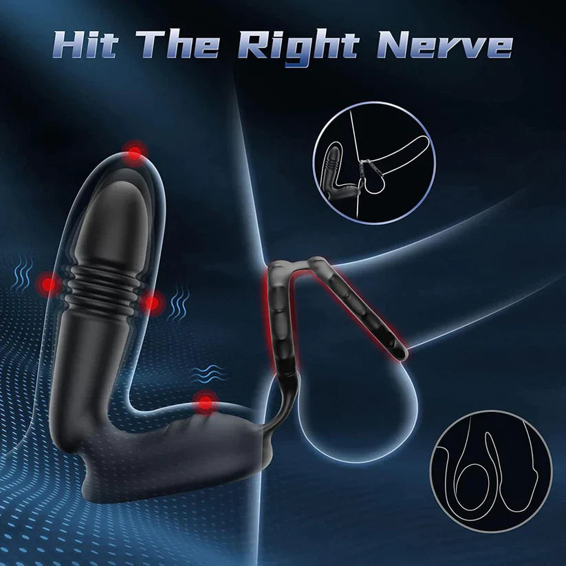 3 IN 1 Anal Vibrator Prostate Stimulator Massager with 9 Telescopic & 9 Vibration Modes
