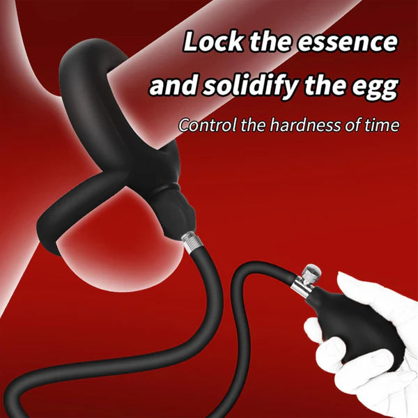 Inflatable Penis Trainer Cock Rings Exerciser Masturbator with Adjustable Pump