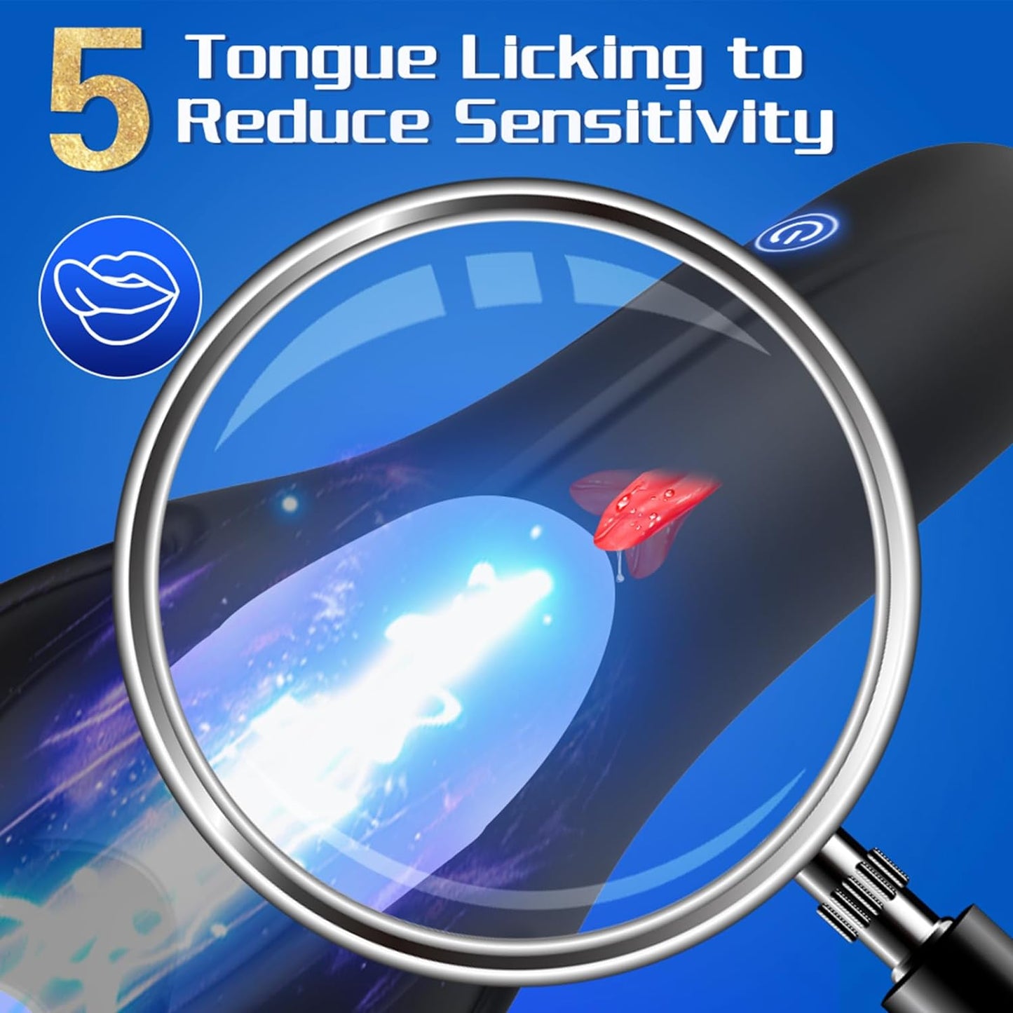 Masturbateur masculin de massage de pénis 3 en 1 avec 10 modes de vibration et 5 langues de léchage