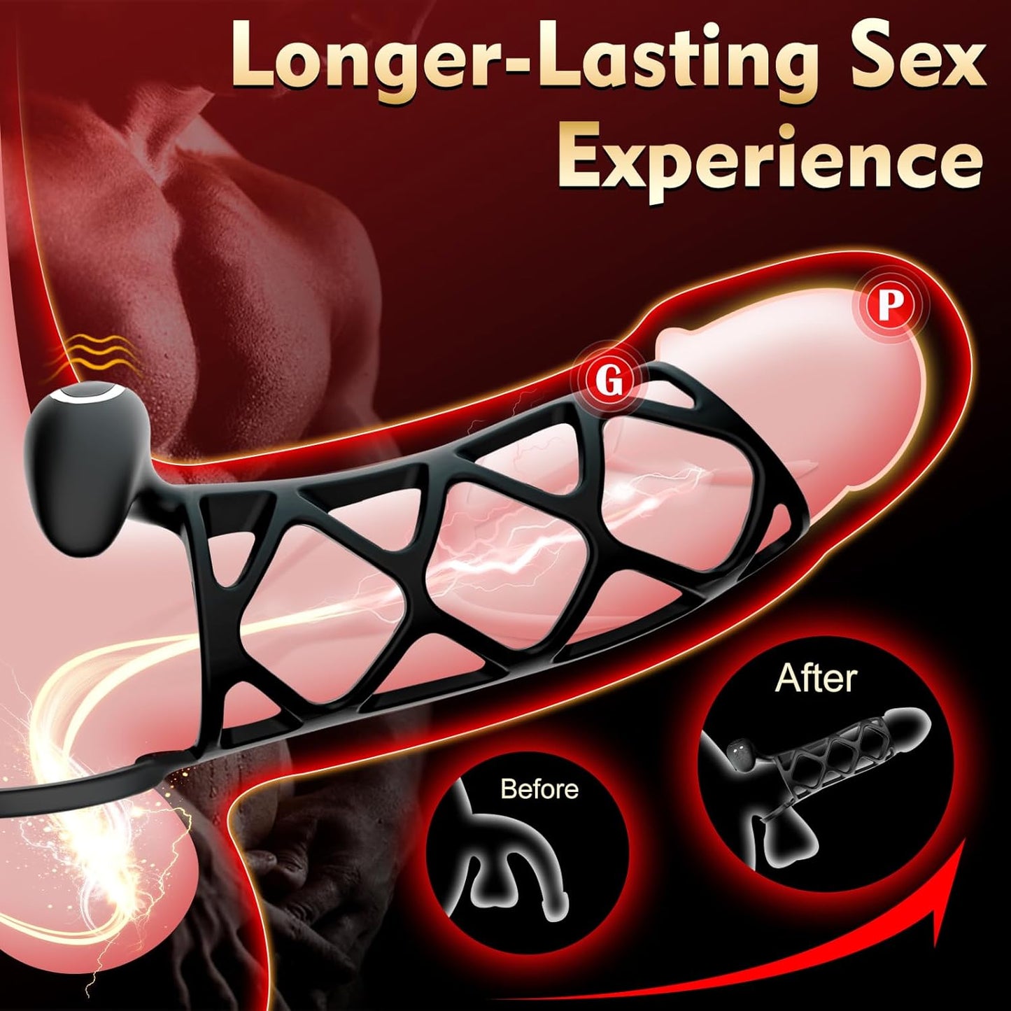 Penis Ring Cock Sleeve Penis Vibrator Extender with 10 Vibration Modes
