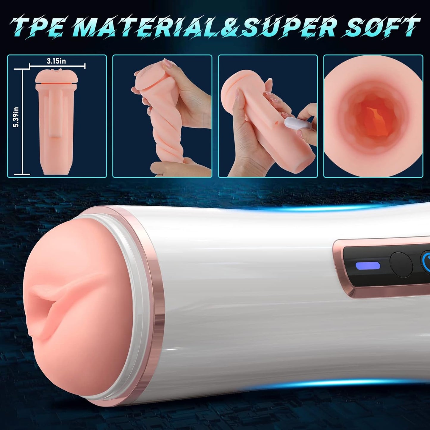 Tasse de masturbateur masculin automatique réaliste 3D avec 10 modes de vibration