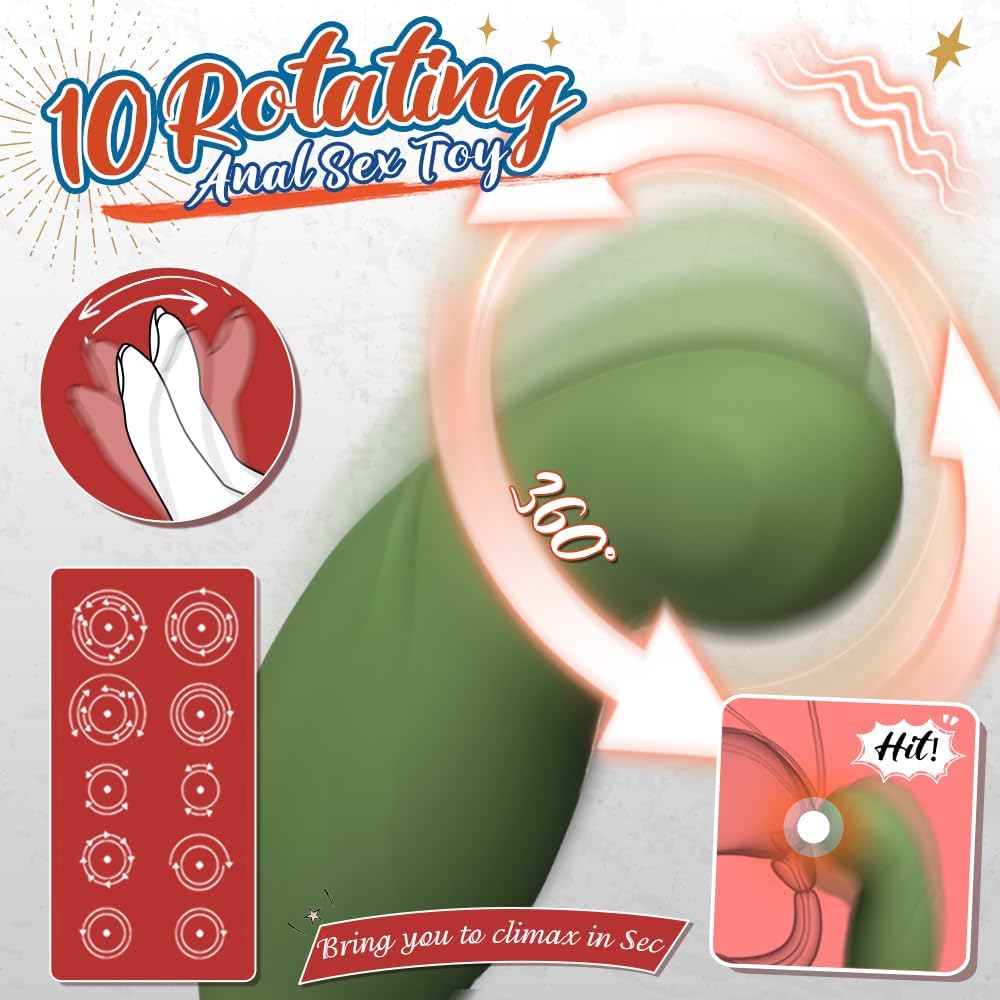 360° Rotating Butt Plug Anal Vibrators Prostate Massager with 10 Powerful Vibrating
