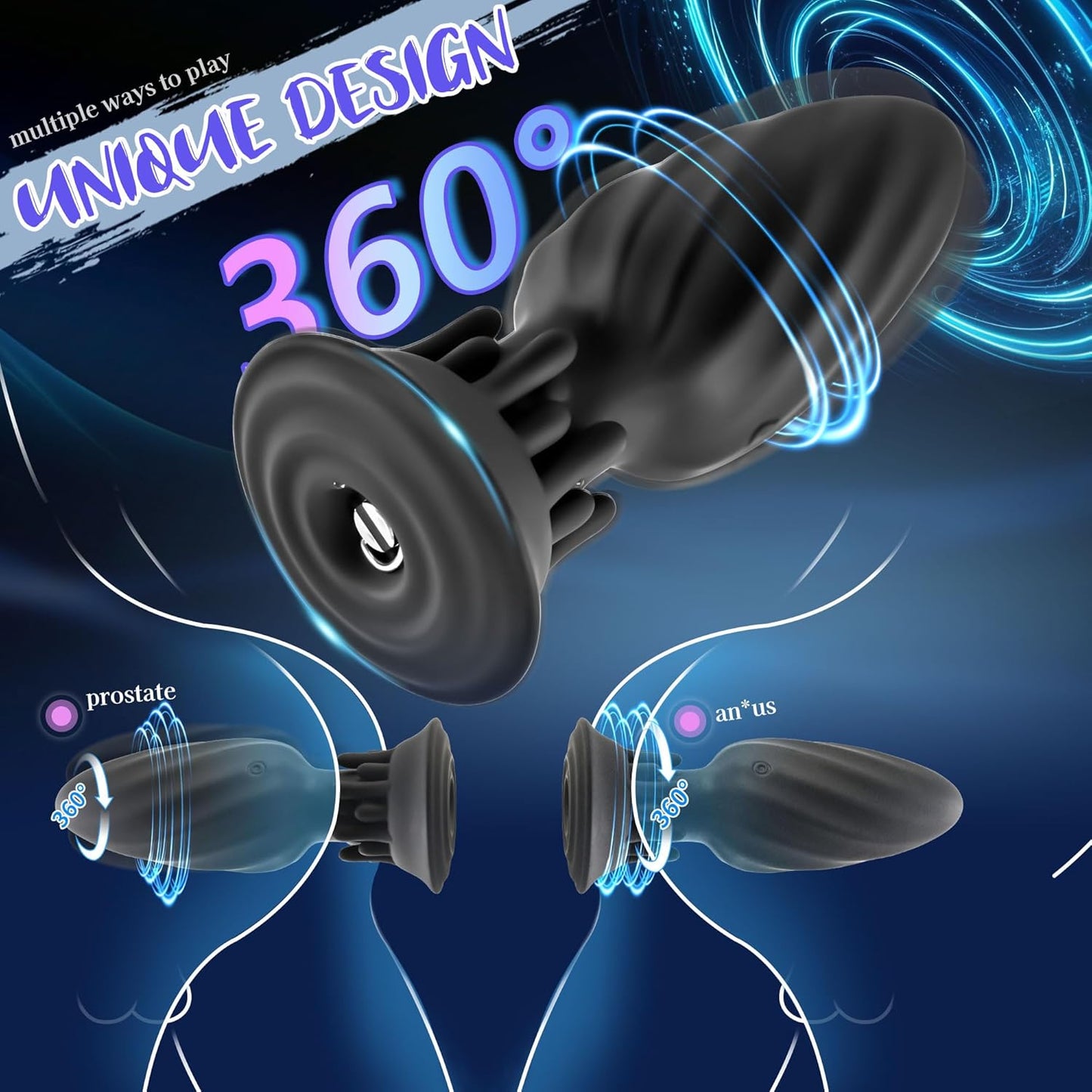 Anal Plug Prostate Massager 10 Vibrating & 360° Tornado Rotation Modes