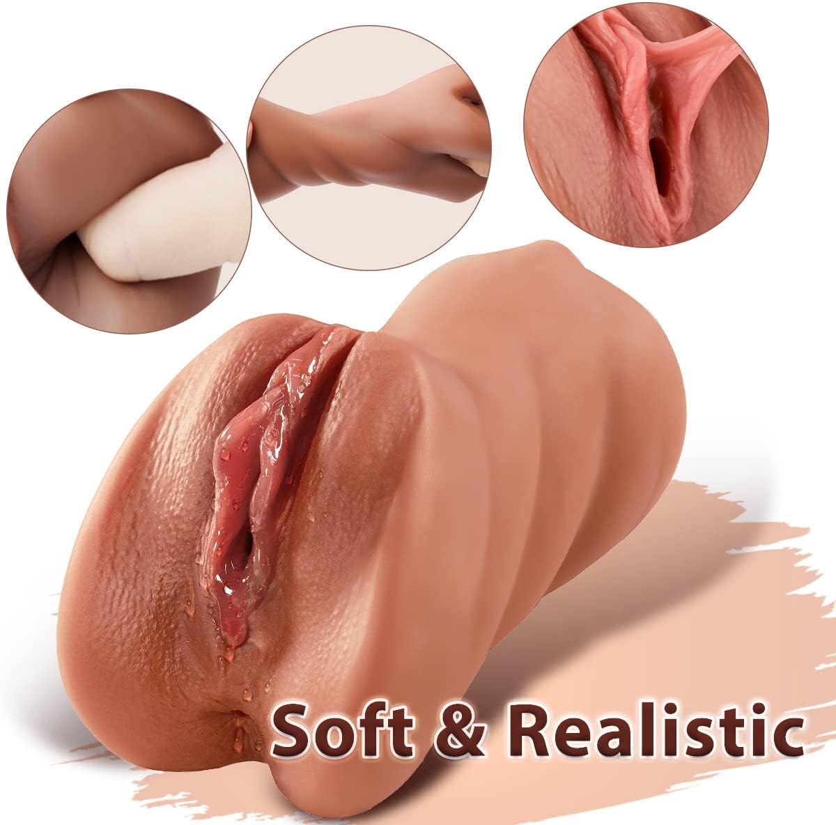 Masturbateurs masculins 3 en 1 Pocket Pussy avec visage réaliste