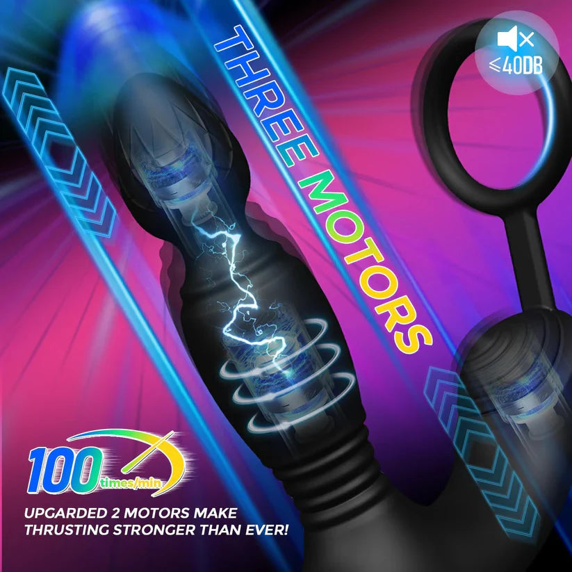 Anal Plug Vibrator Prostate Massager with 9 Thrust Modes & 3 Powerful Motors