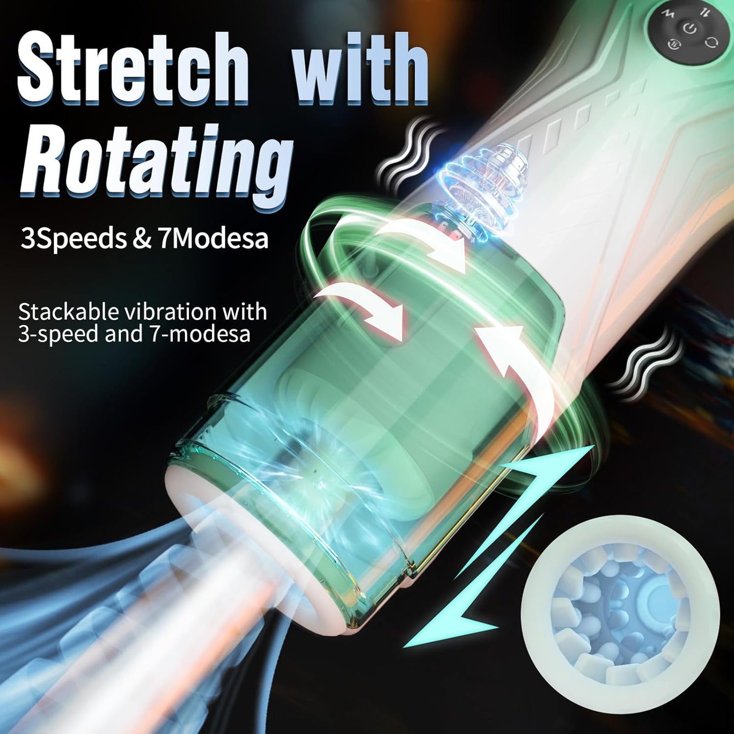 LCD Display Automatic Masturbator Stroker Blowjob with 7 Thrusting & 7 Rotation Modes