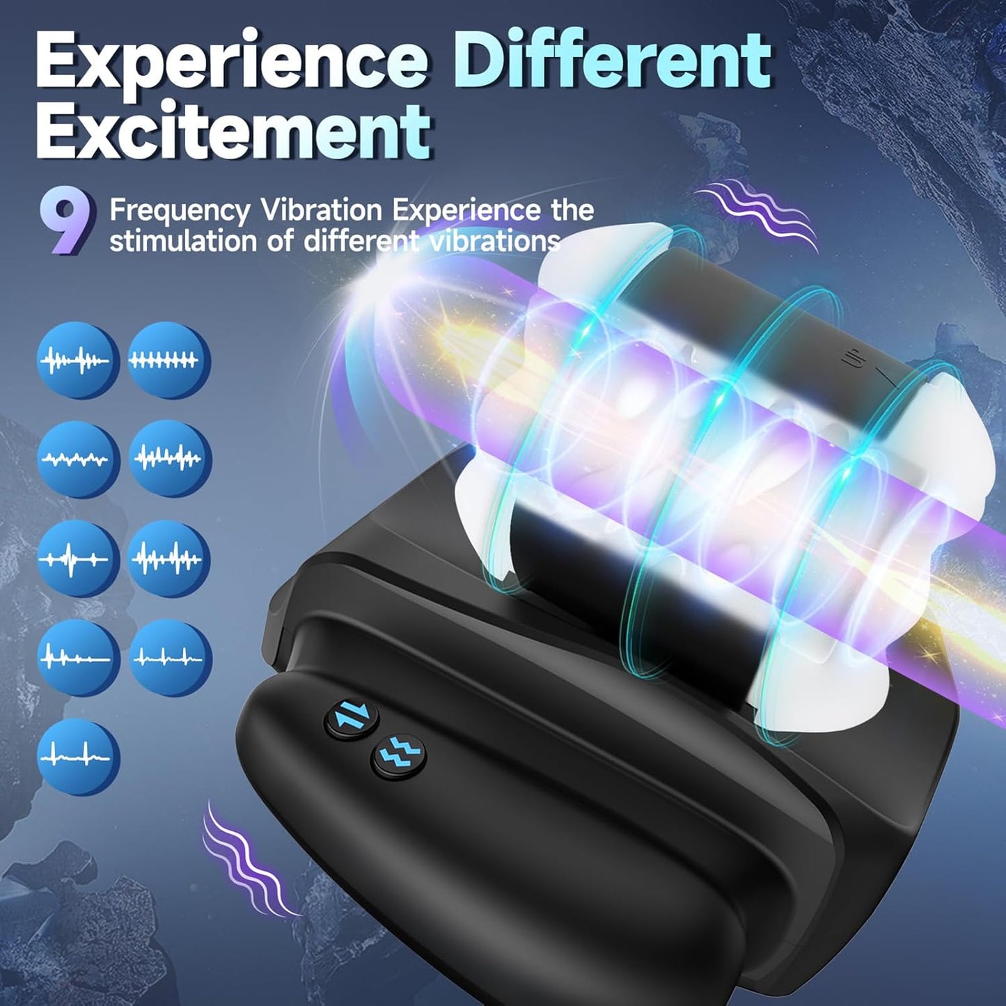 Electric Masturbator Penis Trainer Sex Machine with 3 Telescopic Functions & 9 Vibrations