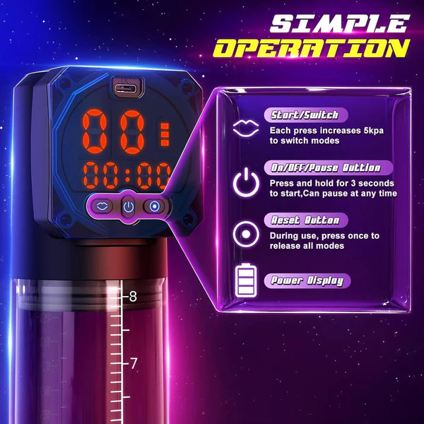Automatic Penis Pump Enlarger Masturbator with 10 Sucking & 10 Training Modes