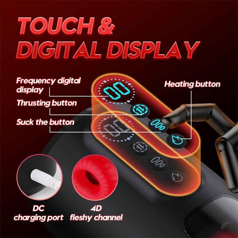 Masturbateurs automatiques à écran LCD 4 en 1 avec 9 modes de succion, de poussée et de vibration