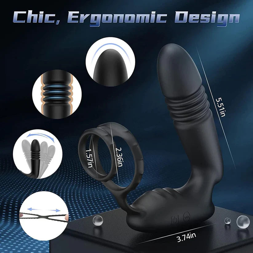 3 IN 1 Anal Vibrator Prostate Stimulator Massager with 9 Telescopic & 9 Vibration Modes