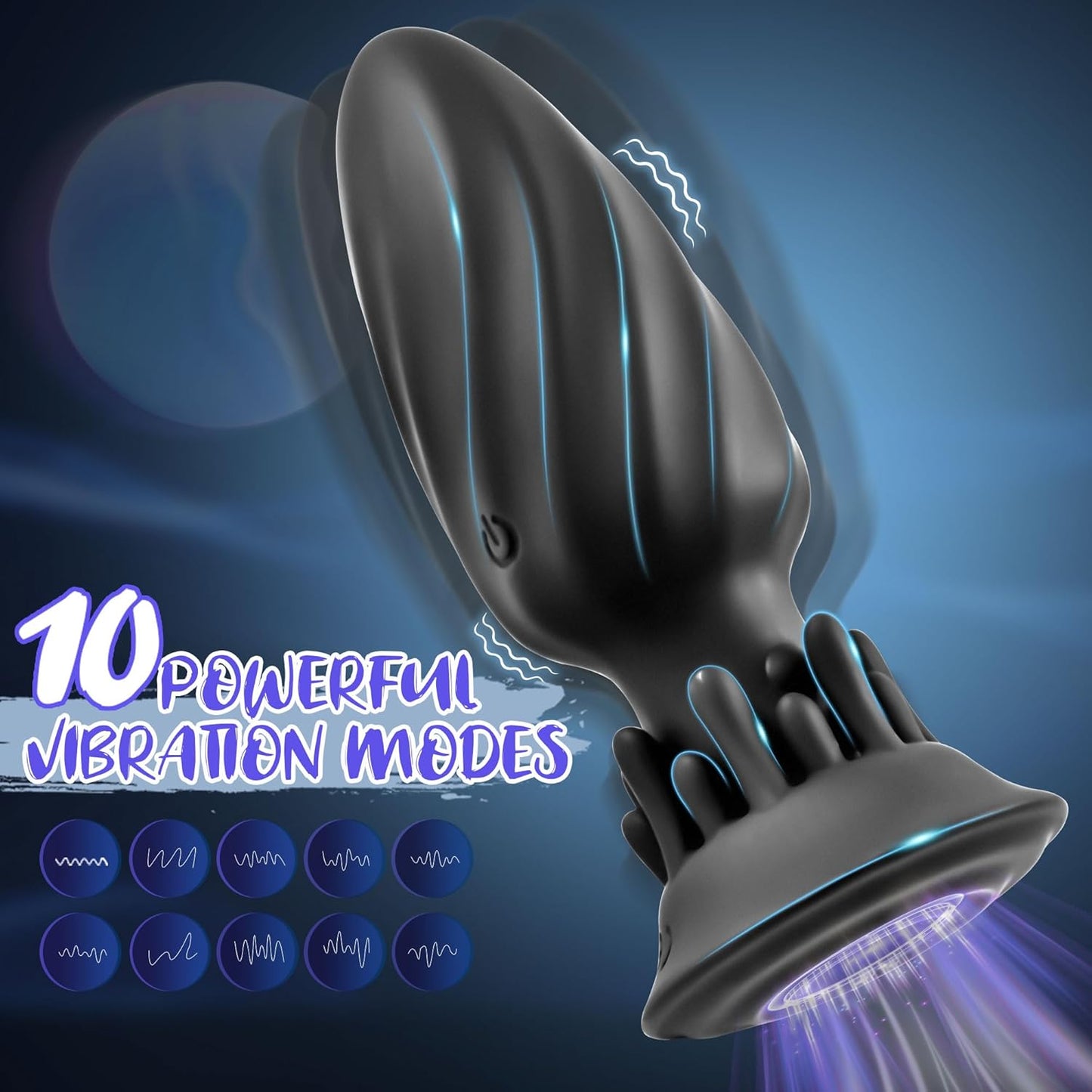 Anal Plug Prostate Massager 10 Vibrating & 360° Tornado Rotation Modes