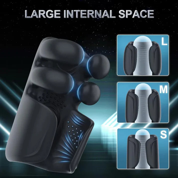 Electric Penis Trainer Glans Vibrator with 10 Finger Massage & Tapping & Vibrating