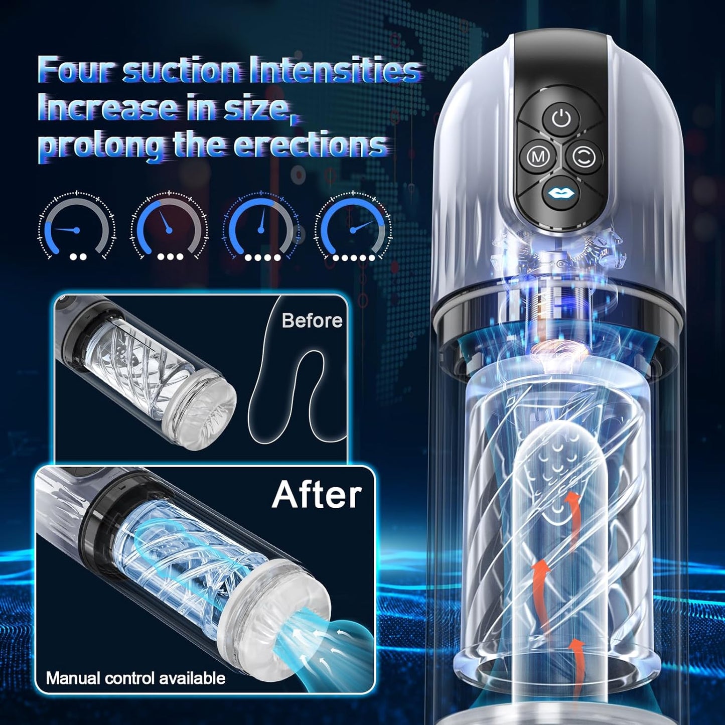 Masturbateur masculin automatique à 7 rotations, 7 succion, léchage de langue
