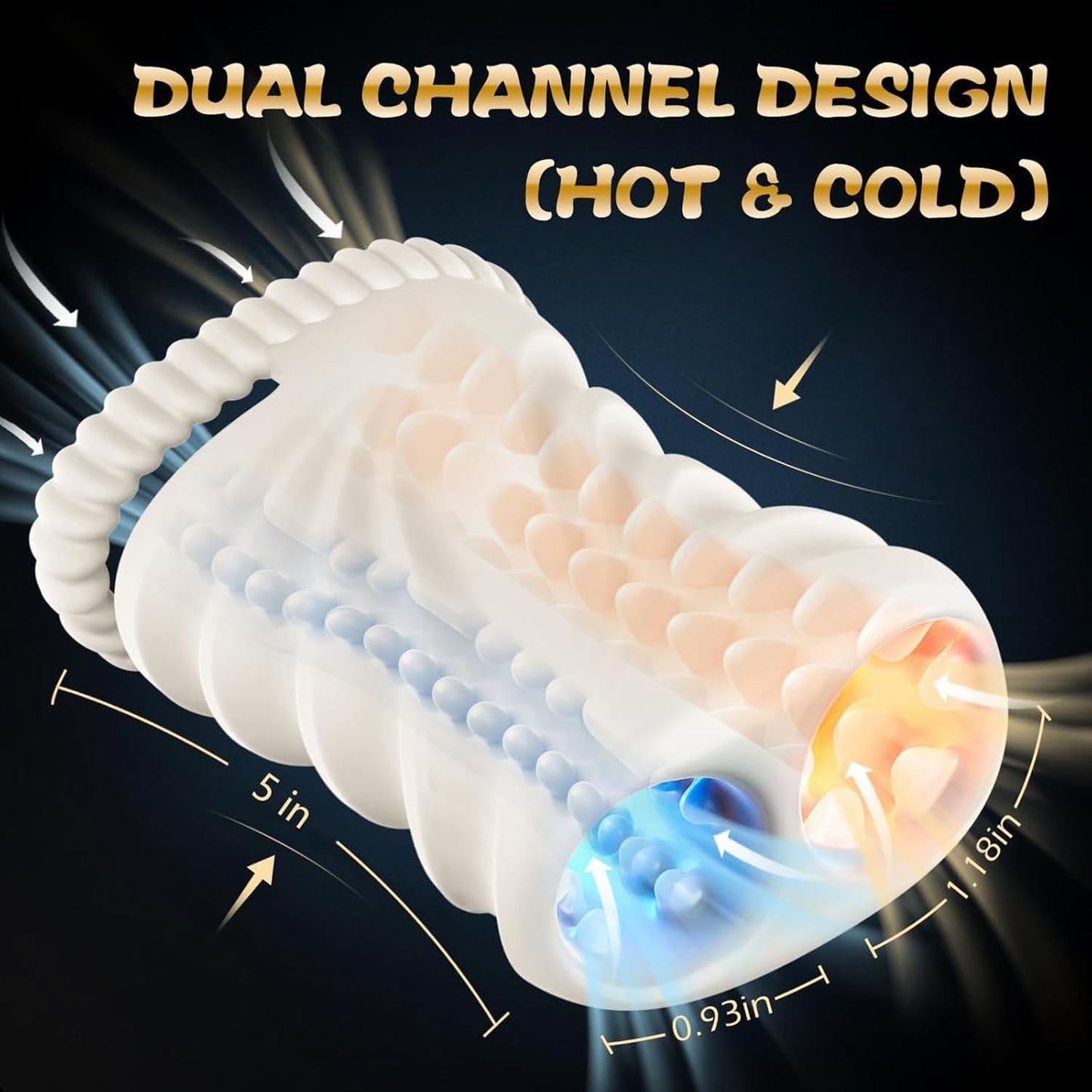 2 Tunnel Holes Penis Trainer Masturbator with 10 Vibration Modes