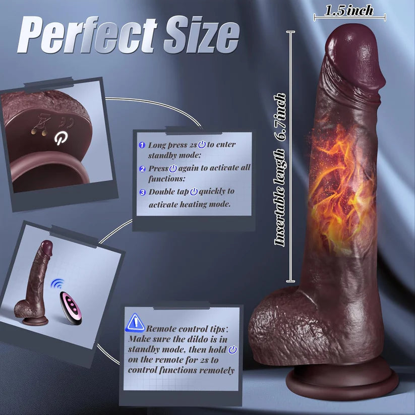Multi functional Black Realistic Dildo with 9 Thrusting & Vibrating Modes