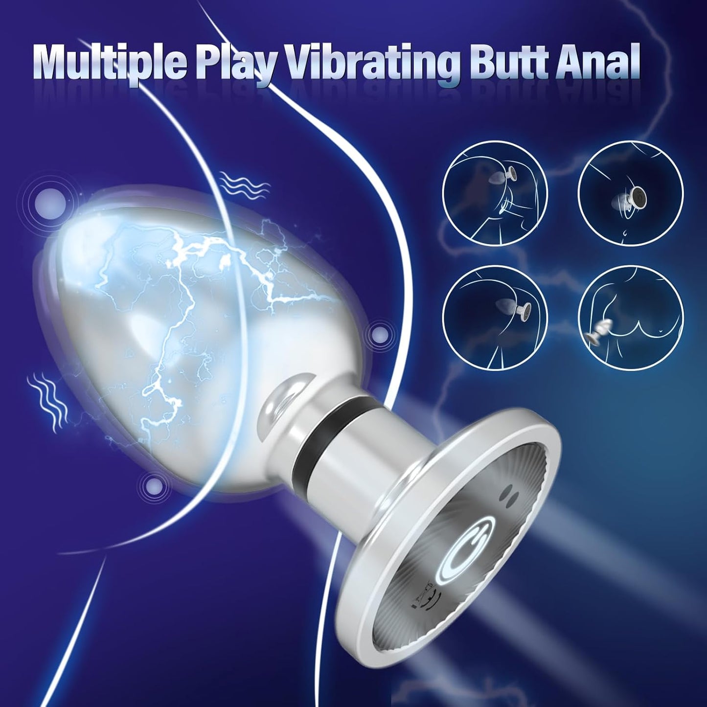 E-stim Metal Anal Plug Prostate Massager with 10 Vibrating & 6 Electric Shock Modes