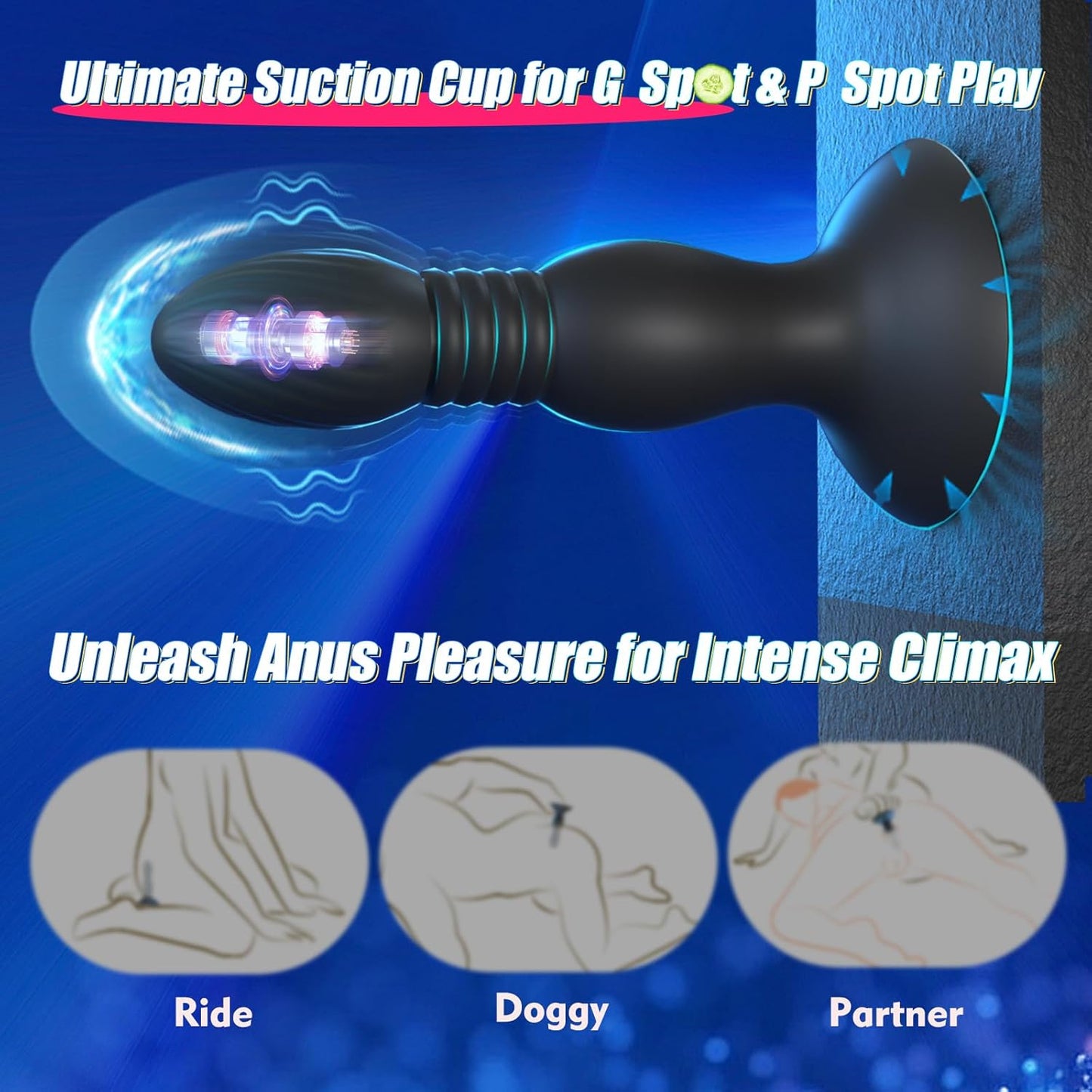 Thrusting Vibrating Anal Plug Prostate Massager Butt Plug with 10 Powerful Modes